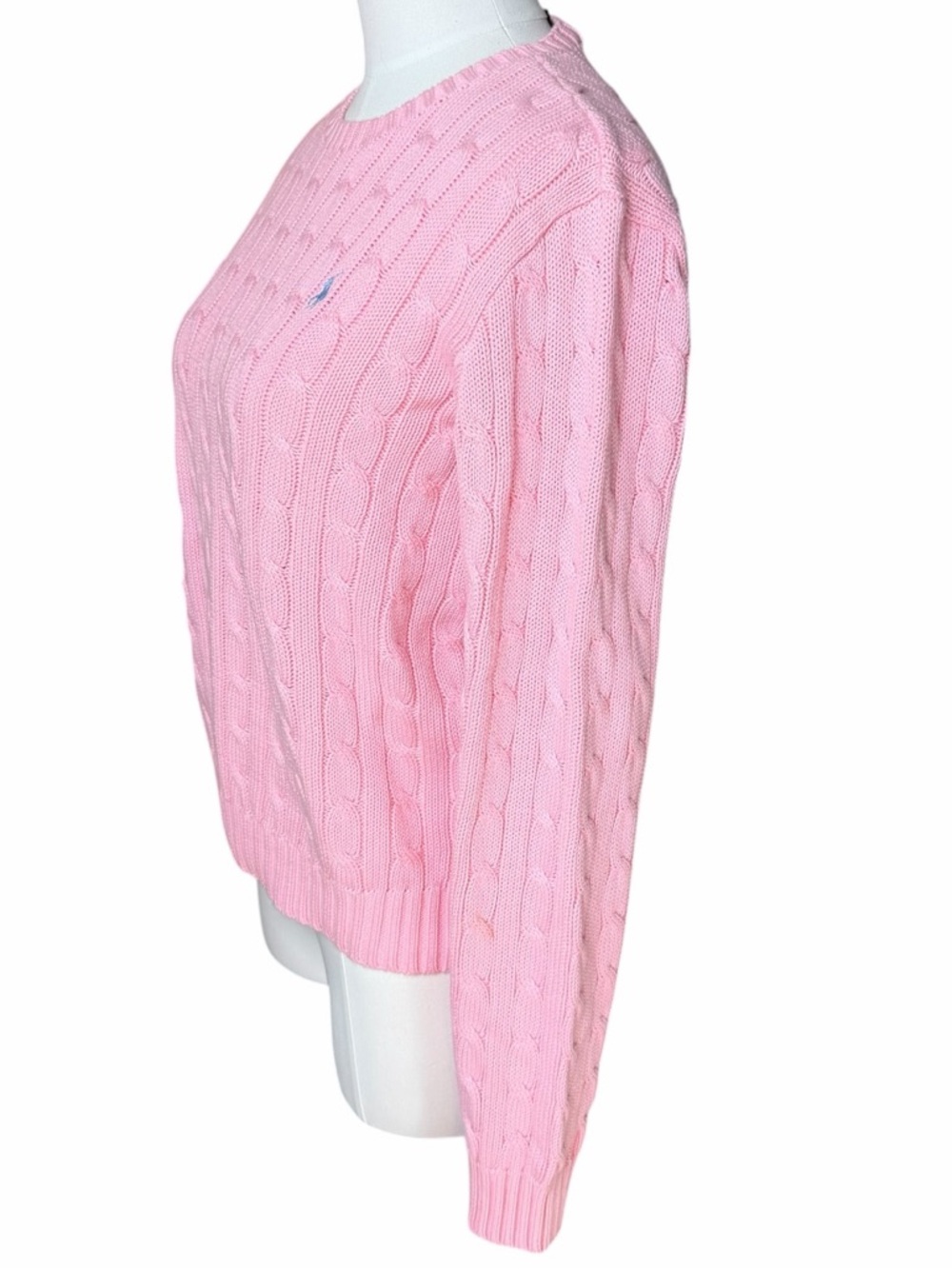 Ralph Lauren Pink Cable-Knit Cotton Crewneck Sweater Size Large - Picture 8 of 10